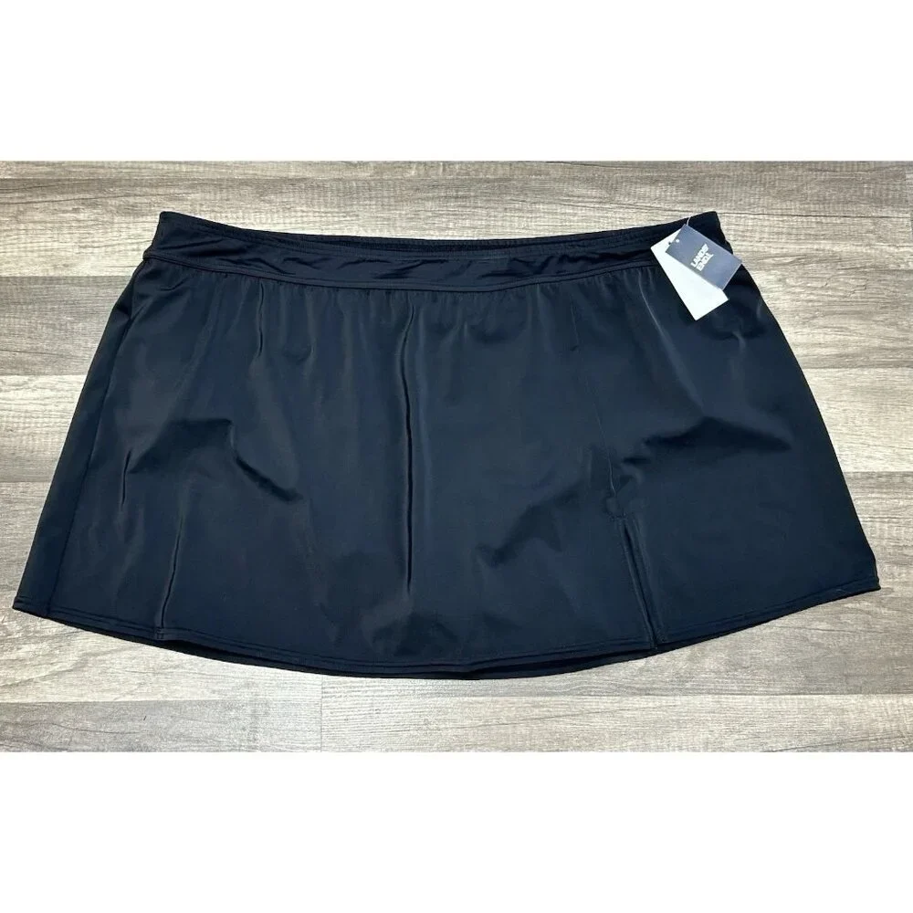 Lands' End NEW Size 3X/ 24W-26W Skort Swim Mini Skirt Black Tummy Control UPF50